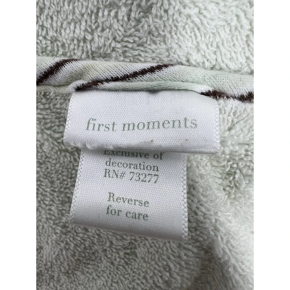 First Moments Hooded Terry Cloth Baby Bath Towel Cotton Green Safari Animal